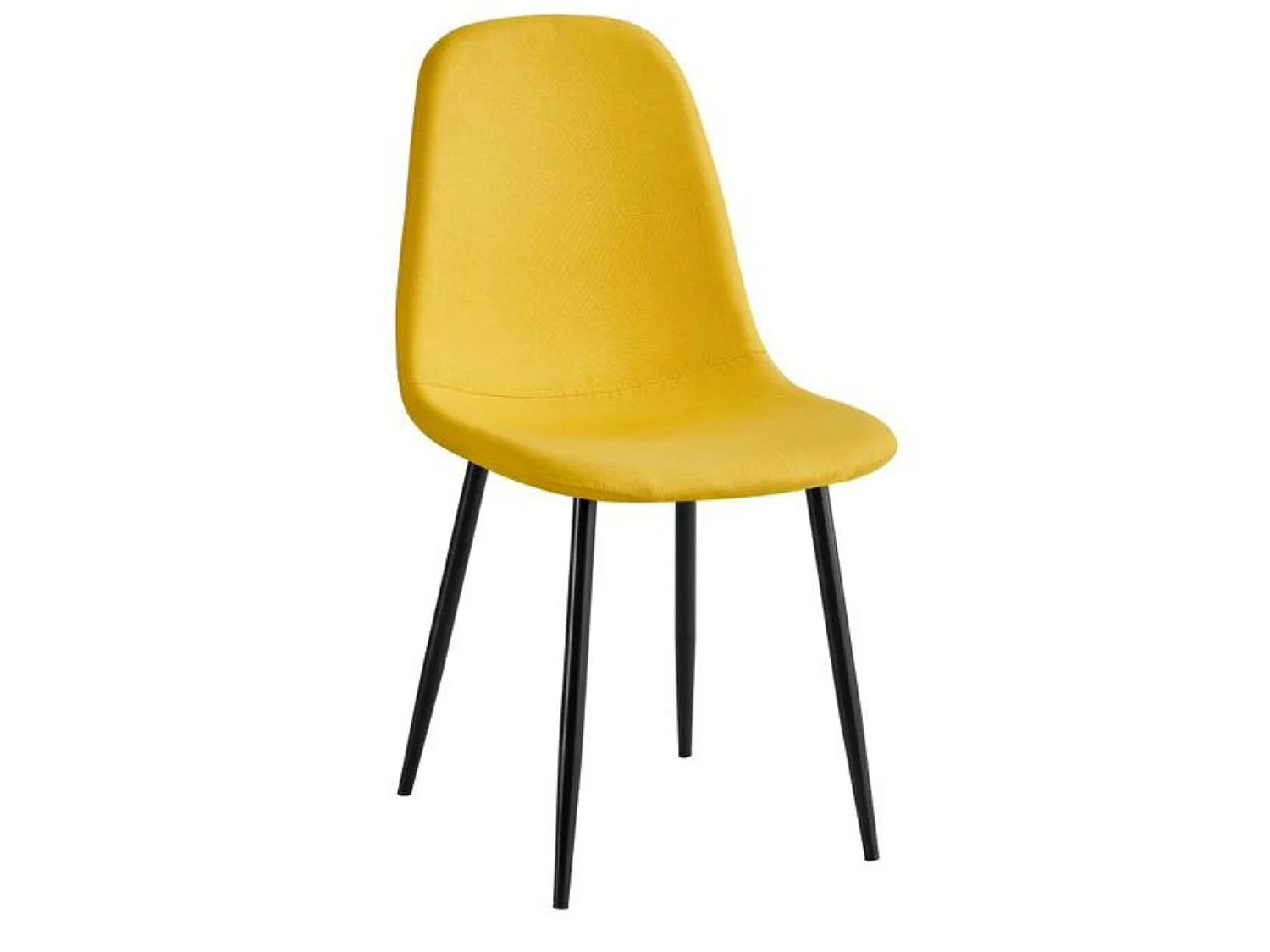 Pack de 4 Sillas de Comedor Tapizadas en Color Mostaza – Patas Metálicas Negras – Diseño Moderno, Cálido y Confortable