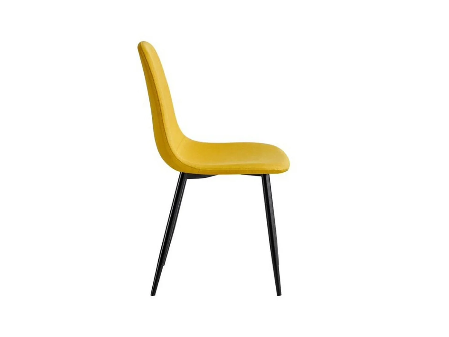 Pack de 4 Sillas de Comedor Tapizadas en Color Mostaza – Patas Metálicas Negras – Diseño Moderno, Cálido y Confortable