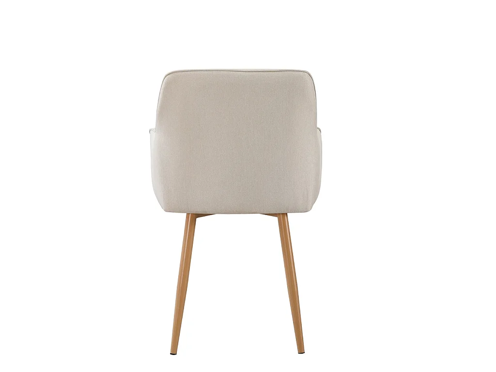 Pack de 2 Sillas de Comedor Tapizadas en Color Marfil – Patas Metálicas Efecto Roble Aserrado – Diseño Moderno y Elegante