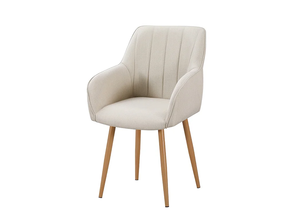Pack de 2 Sillas de Comedor Tapizadas en Color Marfil – Patas Metálicas Efecto Roble Aserrado – Diseño Moderno y Elegante
