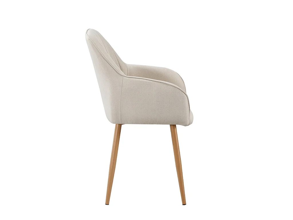 Pack de 2 Sillas de Comedor Tapizadas en Color Marfil – Patas Metálicas Efecto Roble Aserrado – Diseño Moderno y Elegante