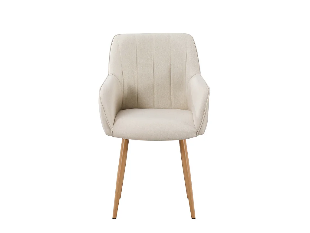 Pack de 2 Sillas de Comedor Tapizadas en Color Marfil – Patas Metálicas Efecto Roble Aserrado – Diseño Moderno y Elegante