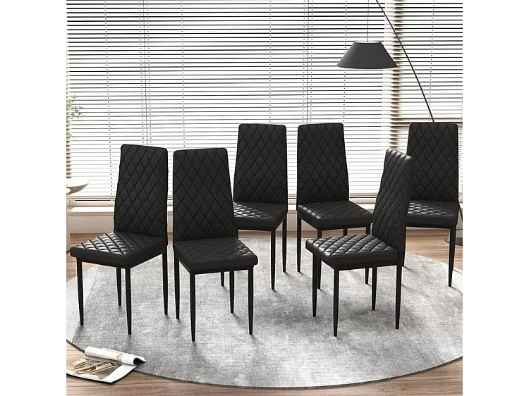 Pack 6 Sillas de Comedor Modernas – Sillas Tapizadas en PU Color Gris con Patas Metálicas Negras, Diseño Ergonómico y Elegante.