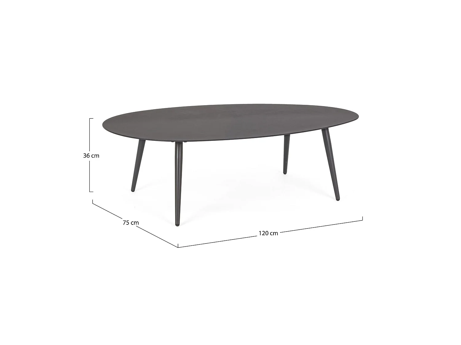Mesa de jardim oval em alumínio antracite com acabamento em pintura a pó - FARO