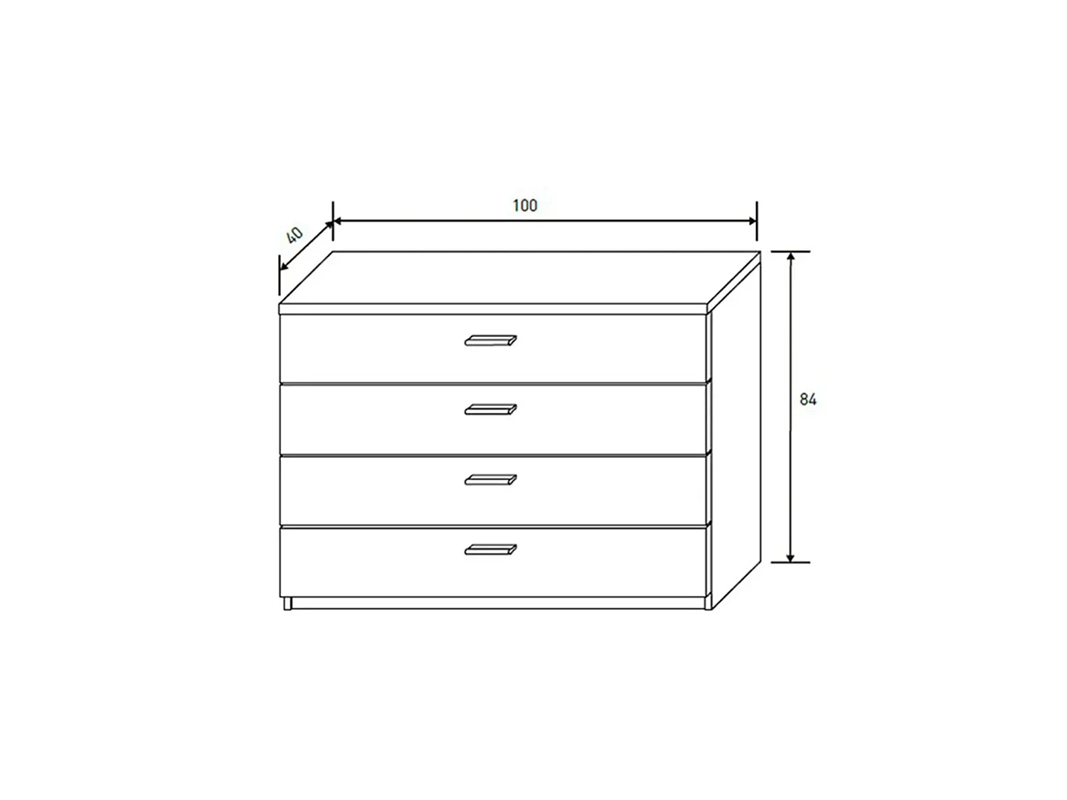 Cómoda de 4 Cajones – Color Cambrian/Grafito, 100x84x40 cm, Melamina Resistente, Estilo Moderno, Kit Fácil Montaje