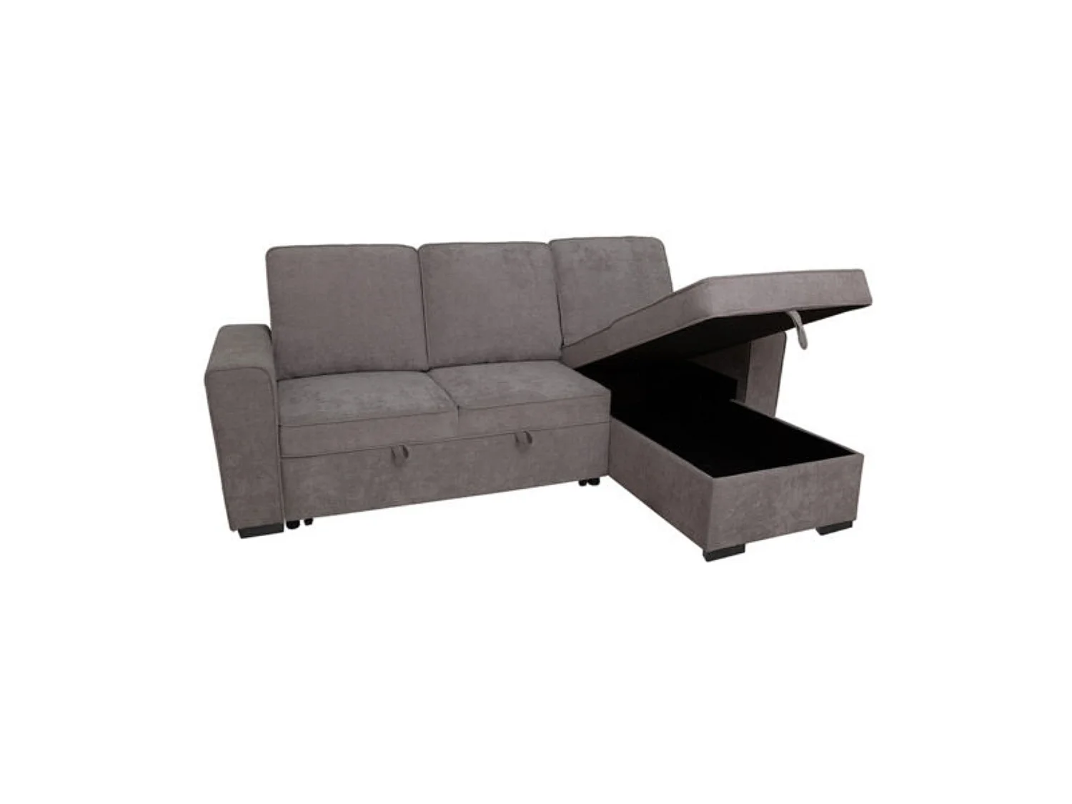 Sofá Chaise Longue Cama con Arcón – Sofá 3 Plazas Convertible en Cama, Reversible Derecha o Izquierda, Tapizado Gris, 249 cm