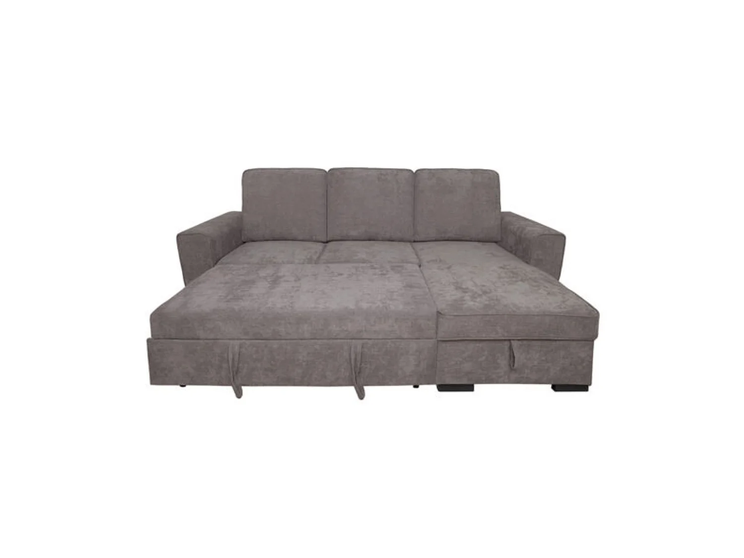 Sofá Chaise Longue Cama con Arcón – Sofá 3 Plazas Convertible en Cama, Reversible Derecha o Izquierda, Tapizado Gris, 249 cm