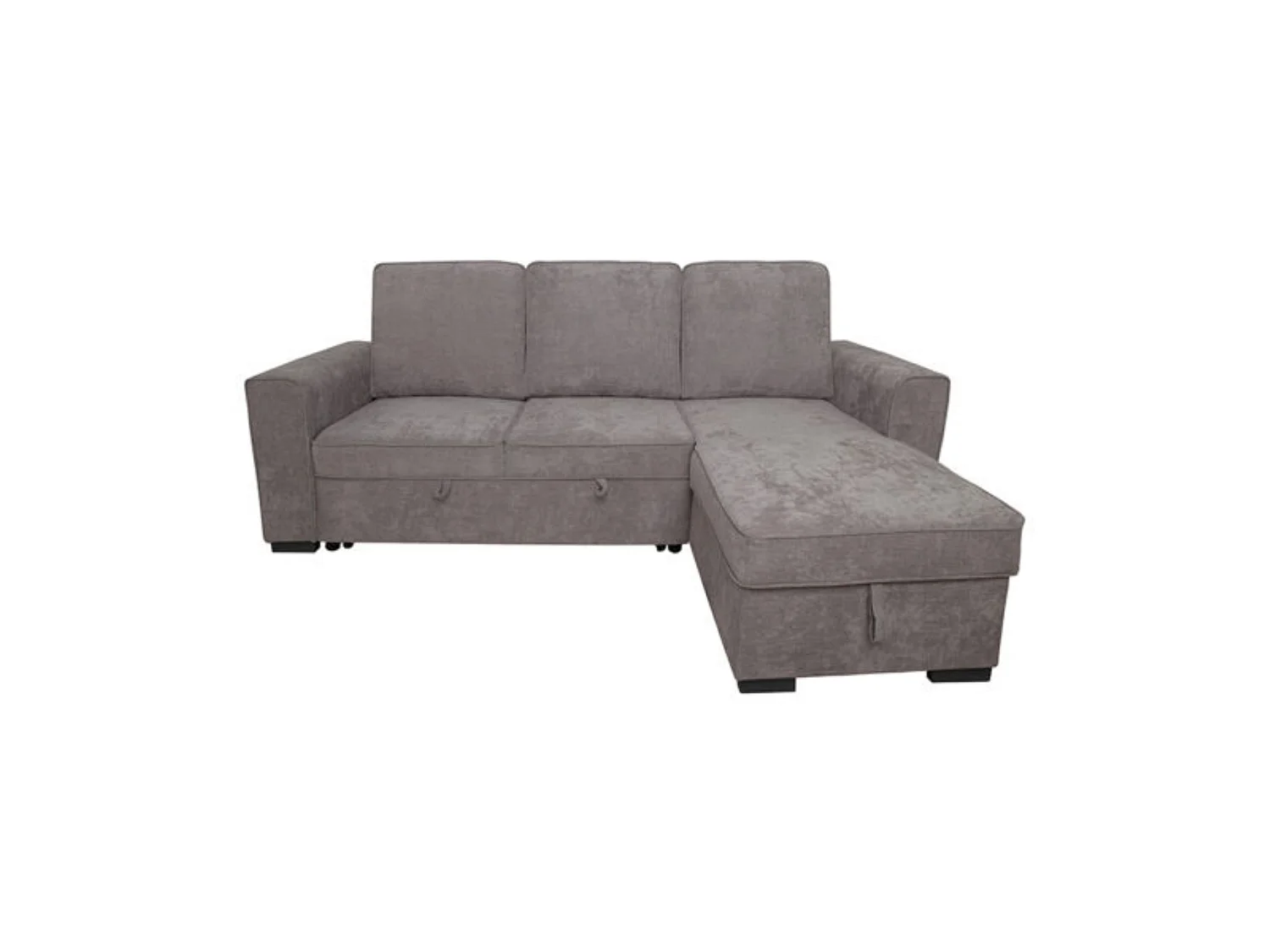 Sofá Chaise Longue Cama con Arcón – Sofá 3 Plazas Convertible en Cama, Reversible Derecha o Izquierda, Tapizado Gris, 249 cm