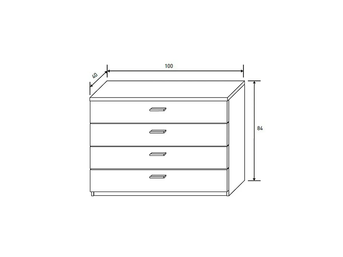 Cómoda de 4 Cajones – Color Andersen Pino Gris, 100x84x40 cm, Melamina Resistente, Estilo Moderno, Kit Fácil Montaje