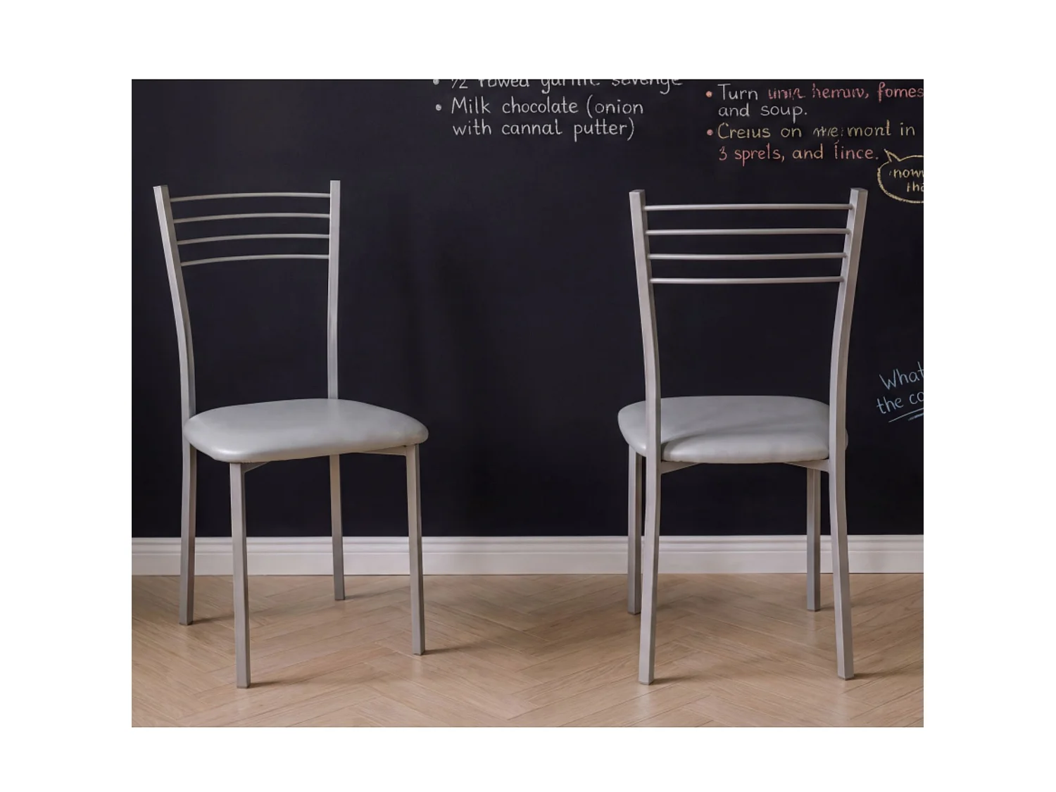 Pack 4 sillas gris acero con patas metálicas color plata – diseño moderno y cómodo para comedor o cocina