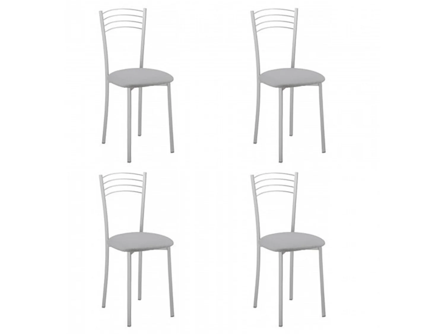 Pack 4 sillas gris acero con patas metálicas color plata – diseño moderno y cómodo para comedor o cocina