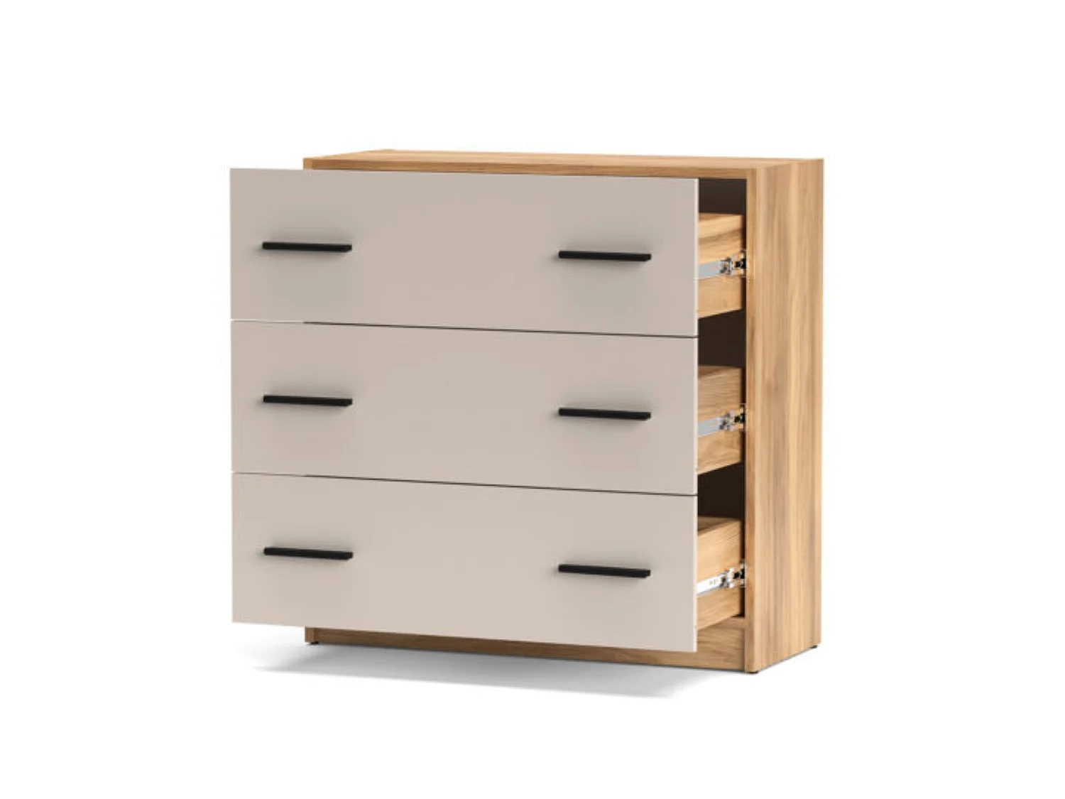 Cómoda 3 Cajones Mauvella Beige – 80x34,4x81 cm – Cajonera Moderna para Dormitorio, Fabricada en Melamina Resistente, Diseño Elegante y Funcional