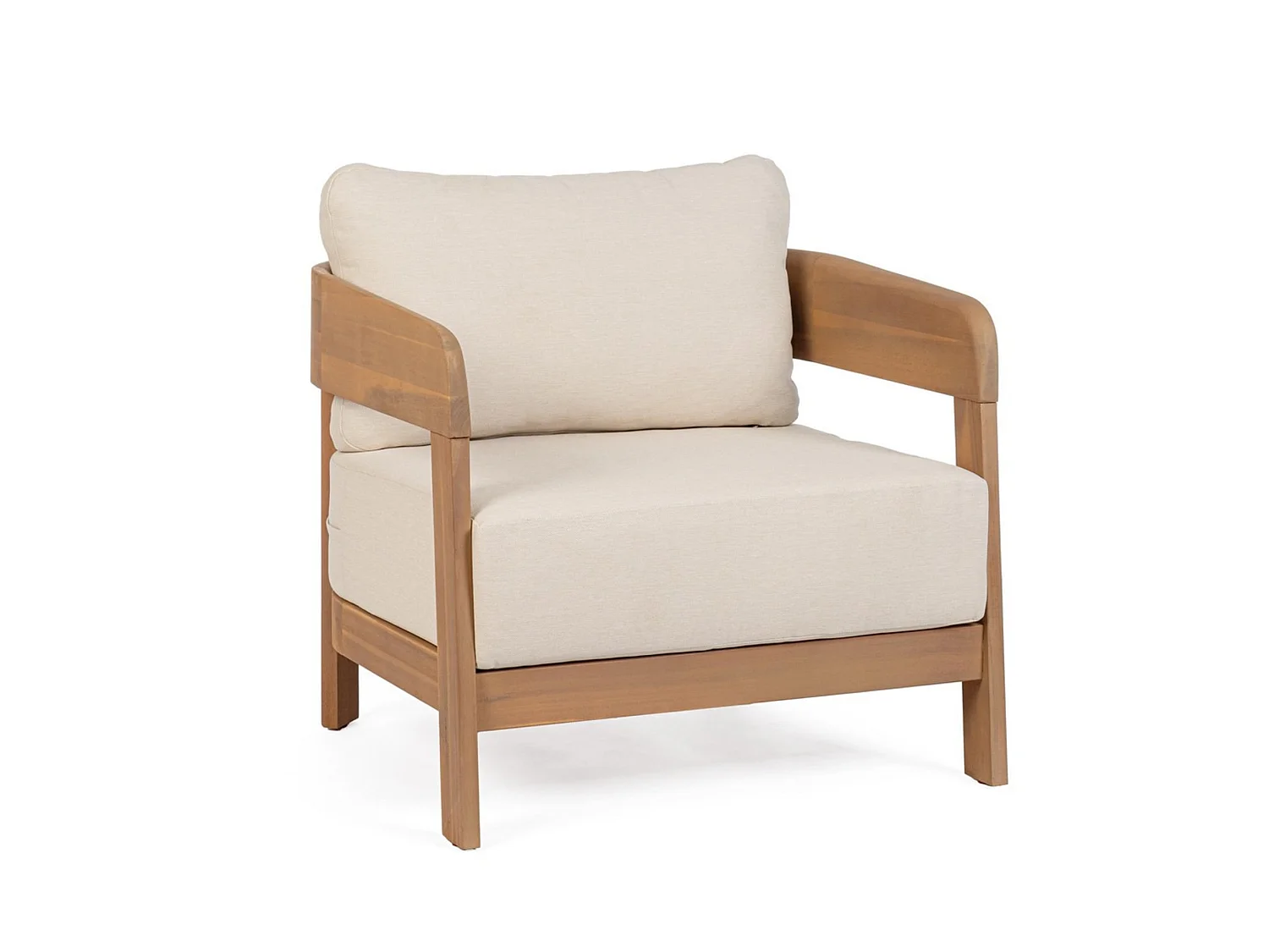 Loungestol i akacietræ og beige - GIRONA