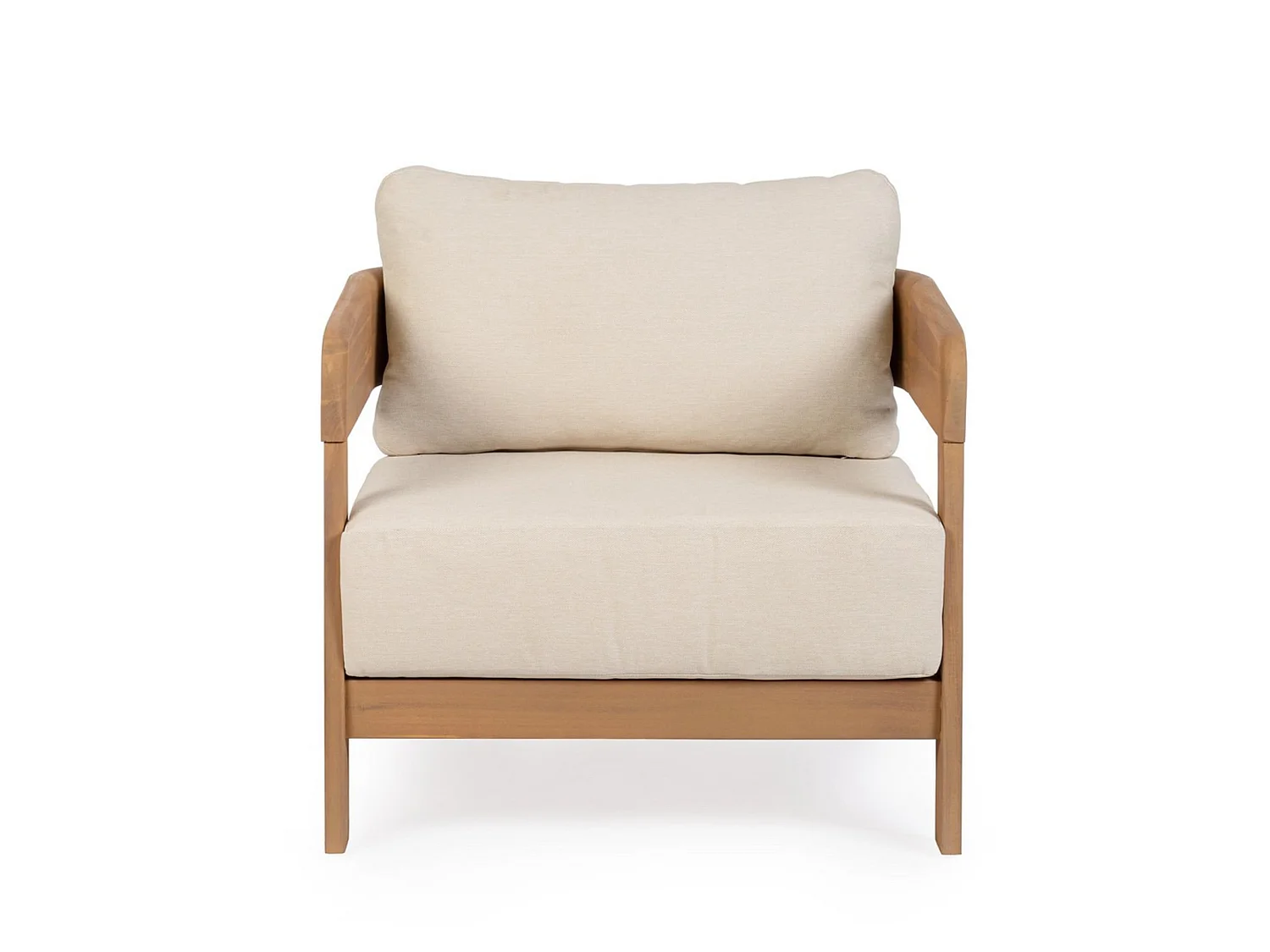 Loungestol i akacietræ og beige - GIRONA