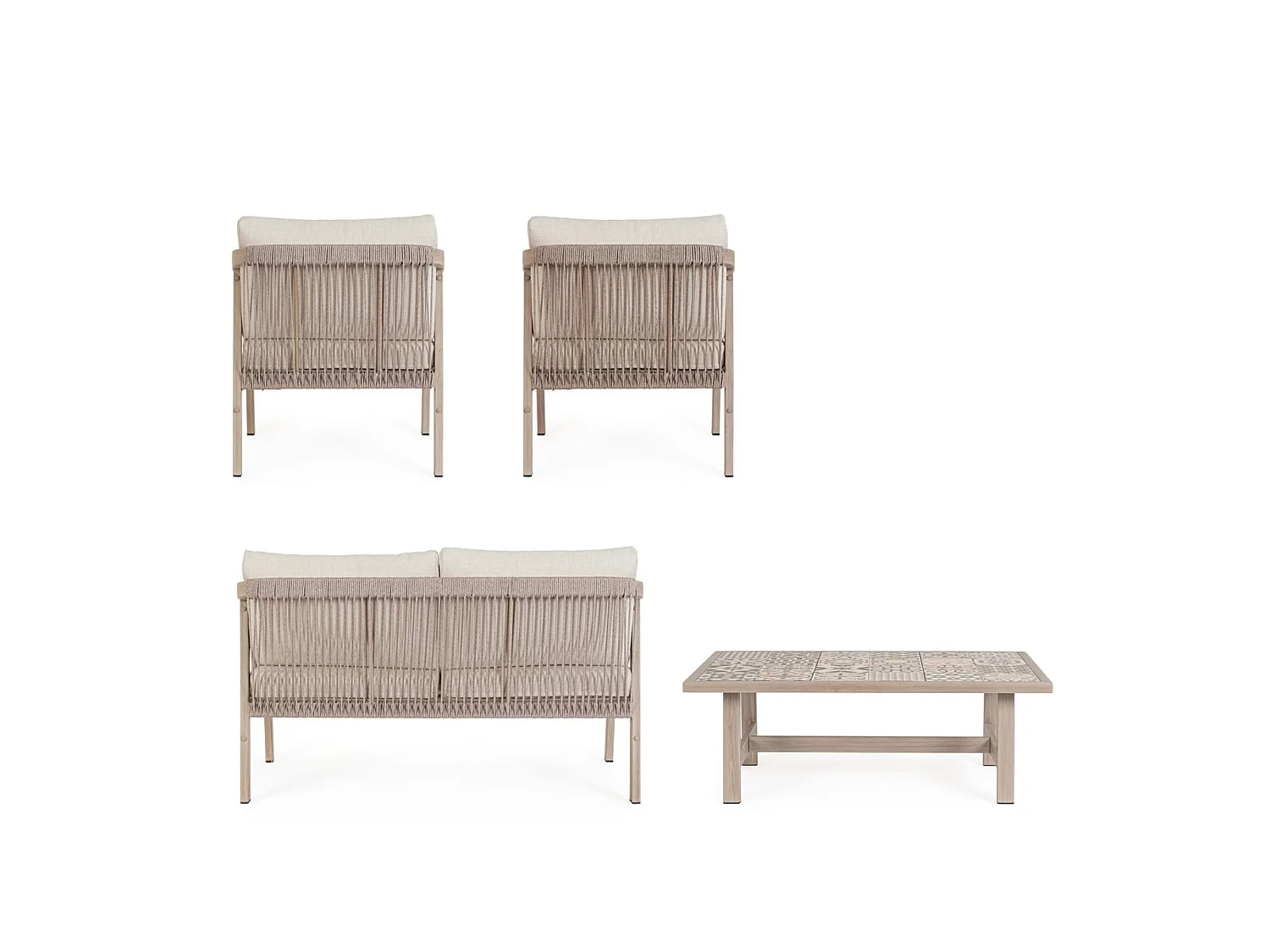 Ensemble de salon de jardin avec coussins et tressage en corde  - ALVOR