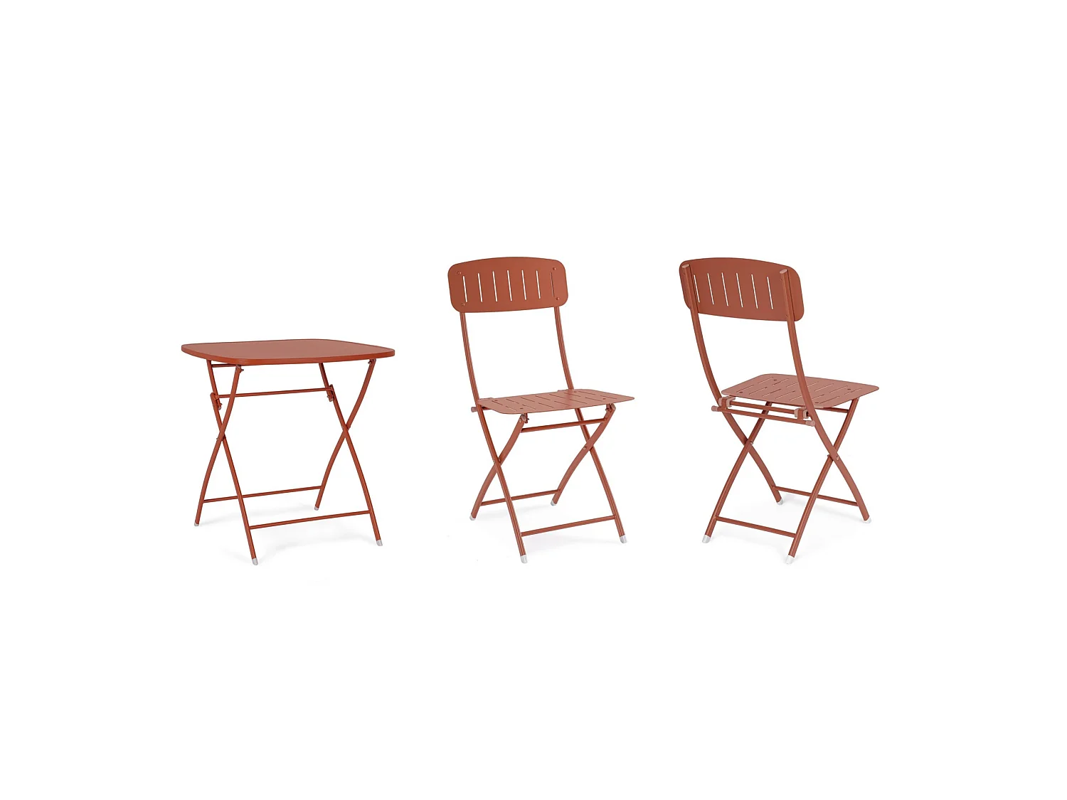 Bistro-Set mit Tisch und 2 Stühlen in Terrakotta - YVONNE