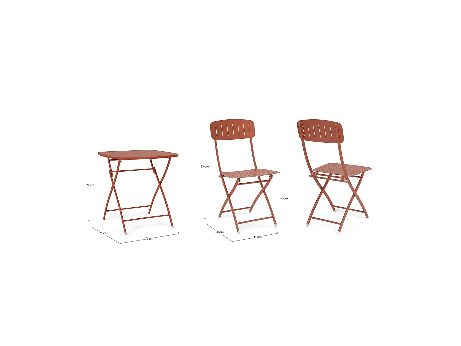 Bistro-Set mit Tisch und 2 Stühlen in Terrakotta - YVONNE