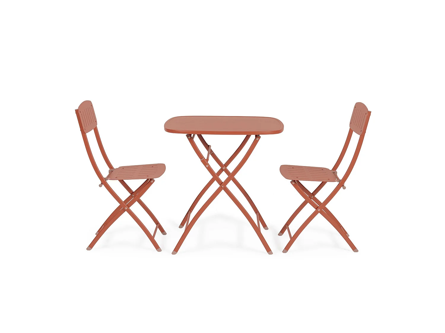 Bistro-Set mit Tisch und 2 Stühlen in Terrakotta - YVONNE