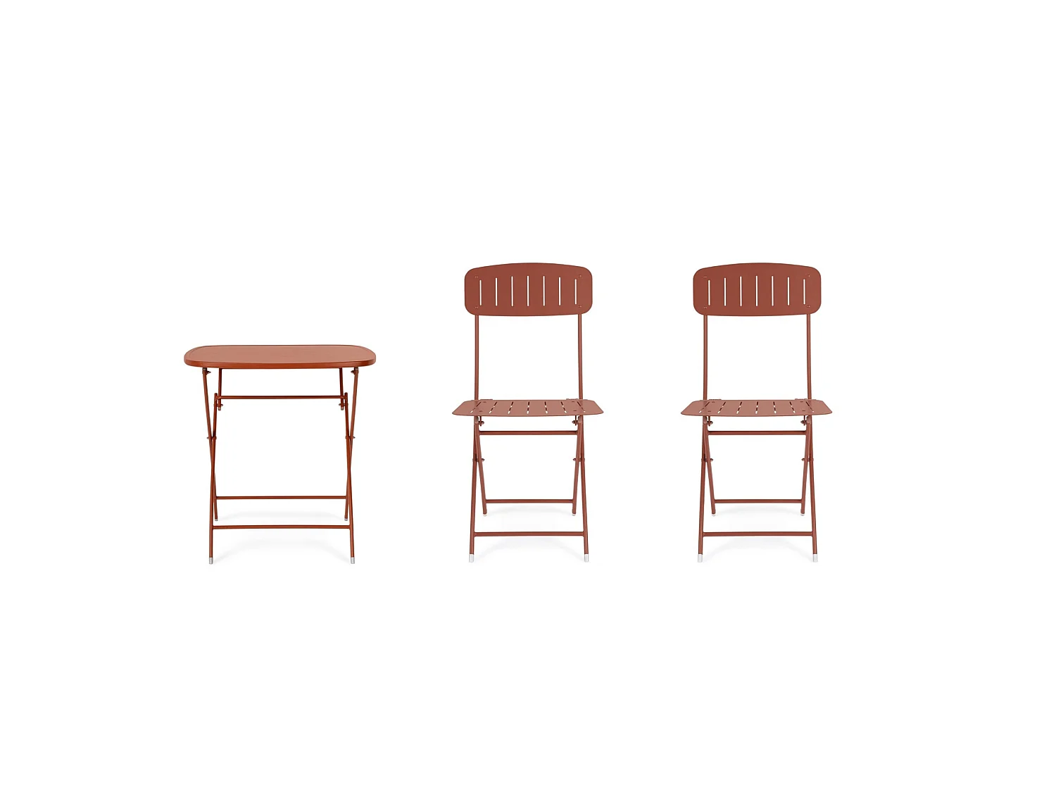 Bistro-Set mit Tisch und 2 Stühlen in Terrakotta - YVONNE