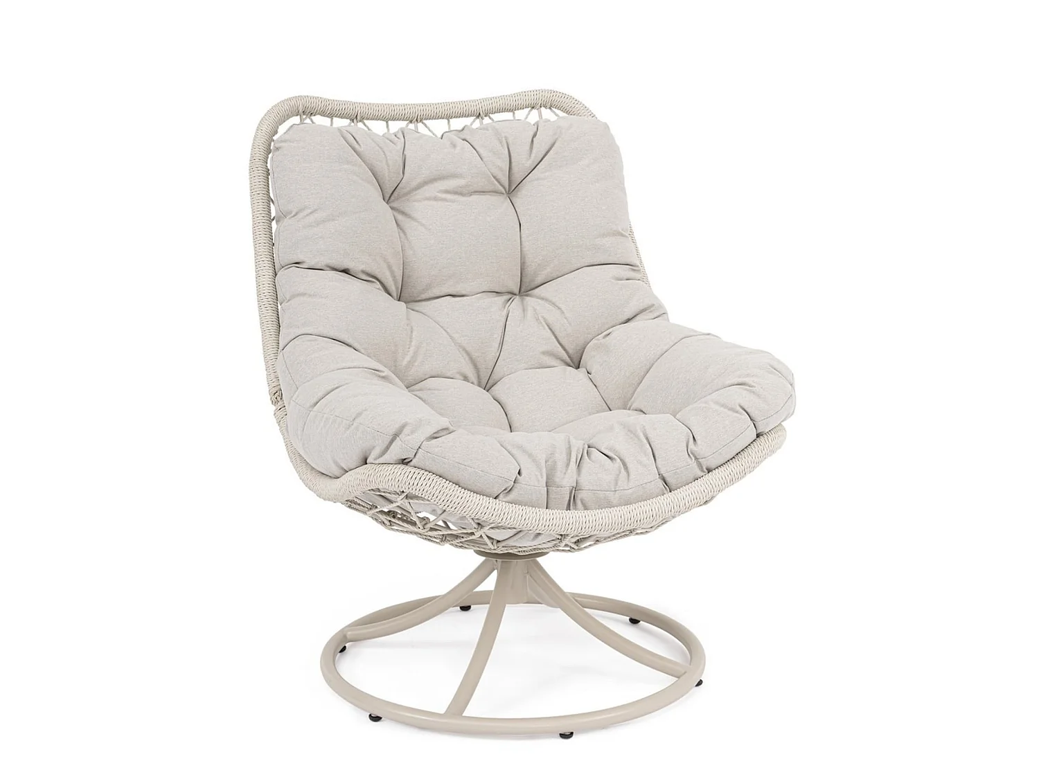 Lys beige drejelig havestol med flettet fiber - VIGO