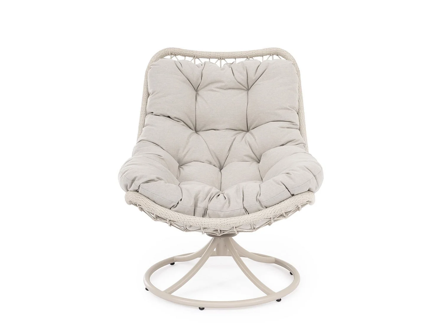 Lys beige drejelig havestol med flettet fiber - VIGO