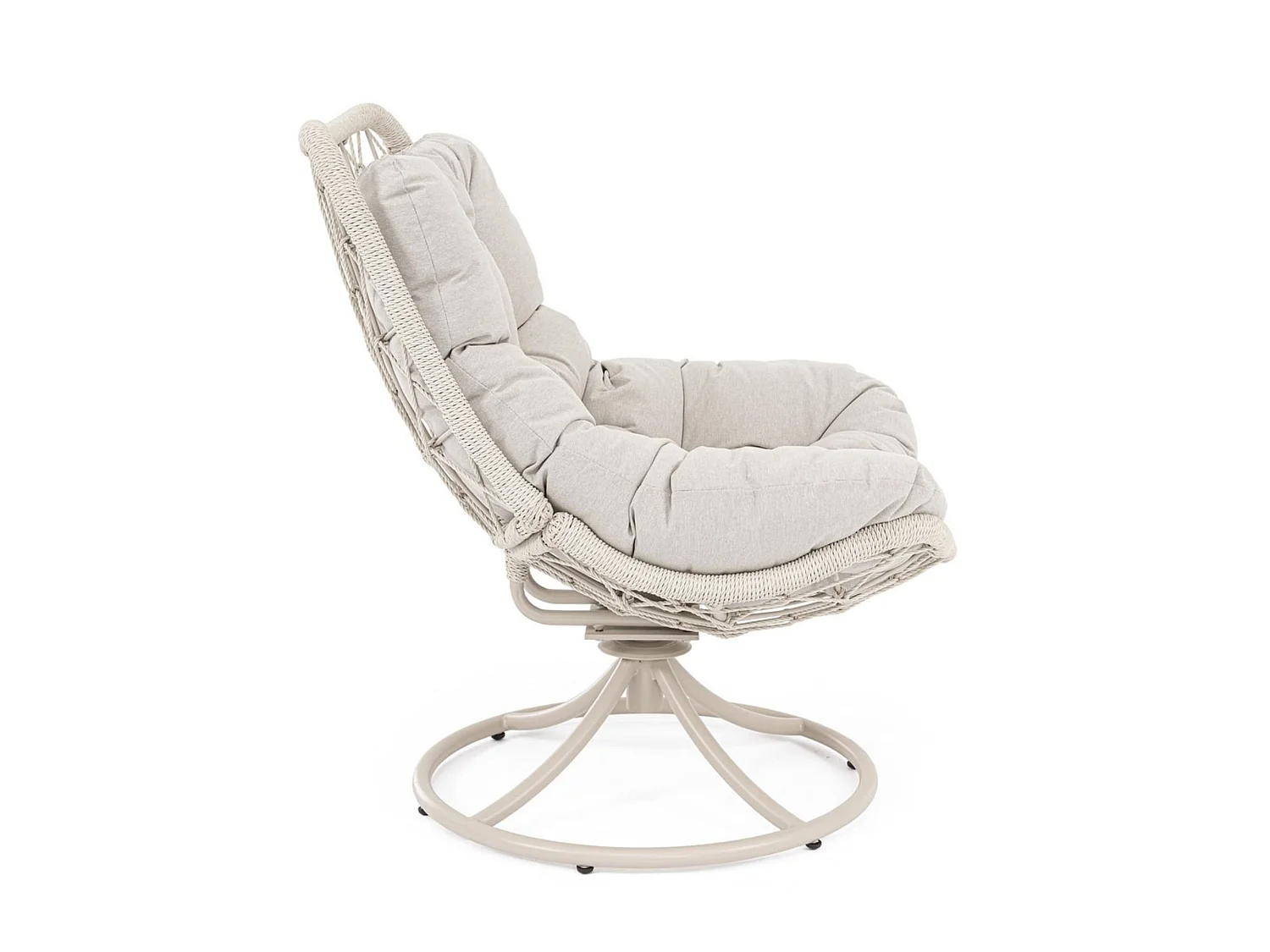 Lys beige drejelig havestol med flettet fiber - VIGO