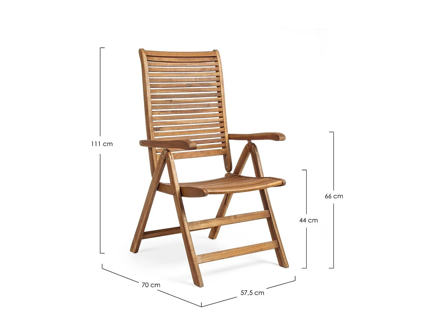 Fauteuil inclinable en bois d'acacia - NOEMI