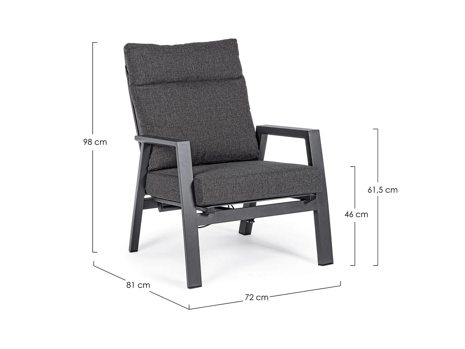 Set van 2 verstelbare tuinstoelen van textilene met kussens - OVIEDO
