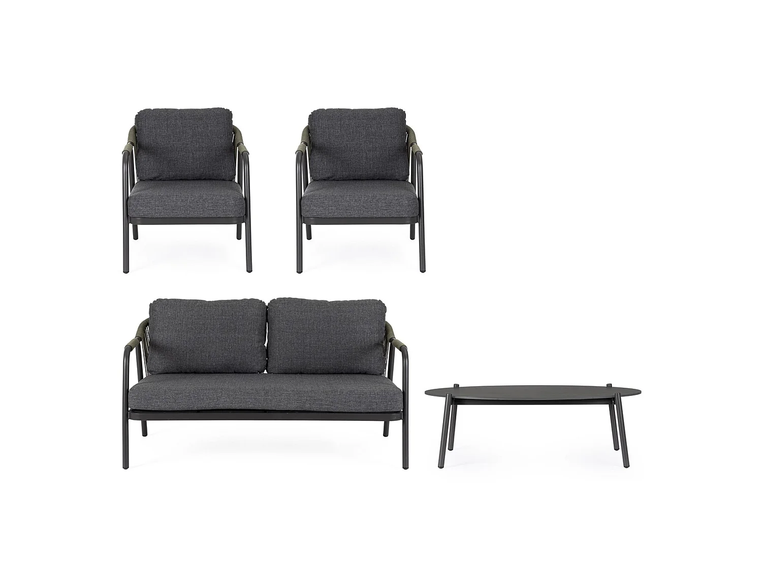Wohnzimmergarnitur bestehend aus Sofa, Sesseln und Couchtisch - VEJER