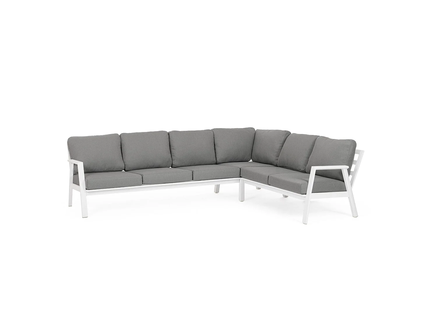 Set salotto angolare da giardino con cuscini grigi  - PENICHE