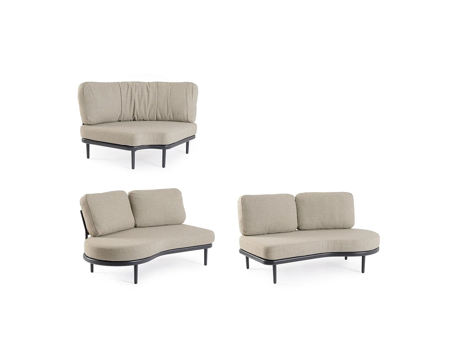 Havemøbelsæt med hjørnesofa og beige puder - SAGRES