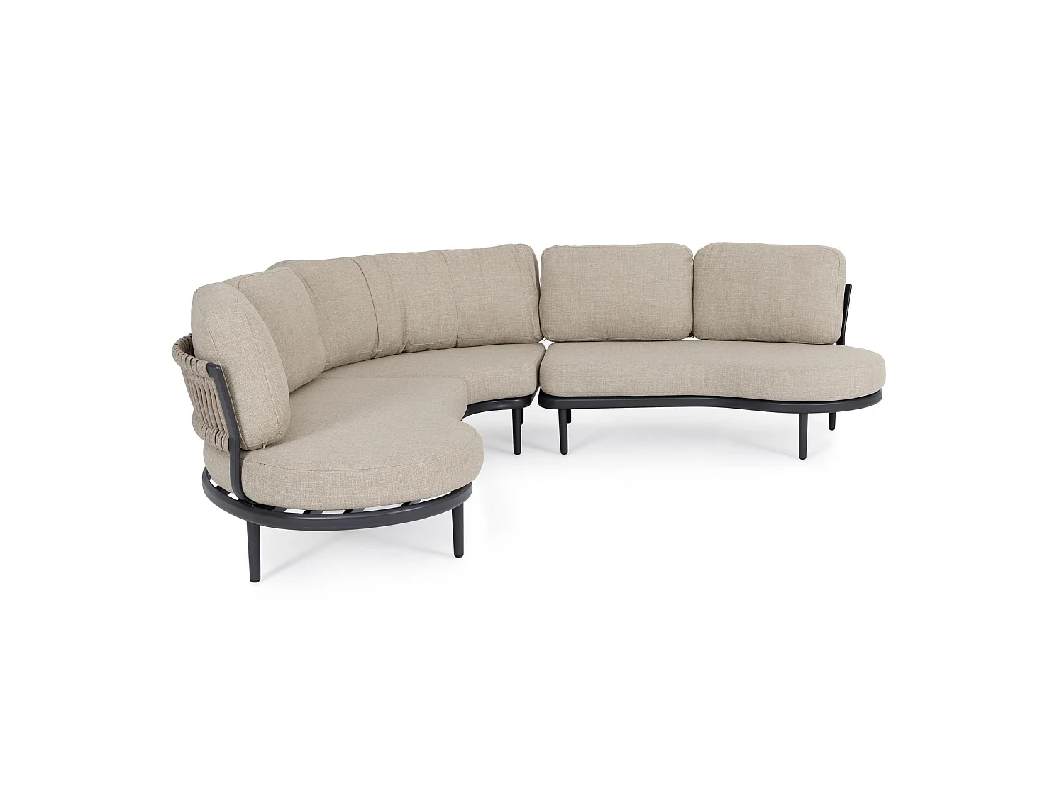 Havemøbelsæt med hjørnesofa og beige puder - SAGRES