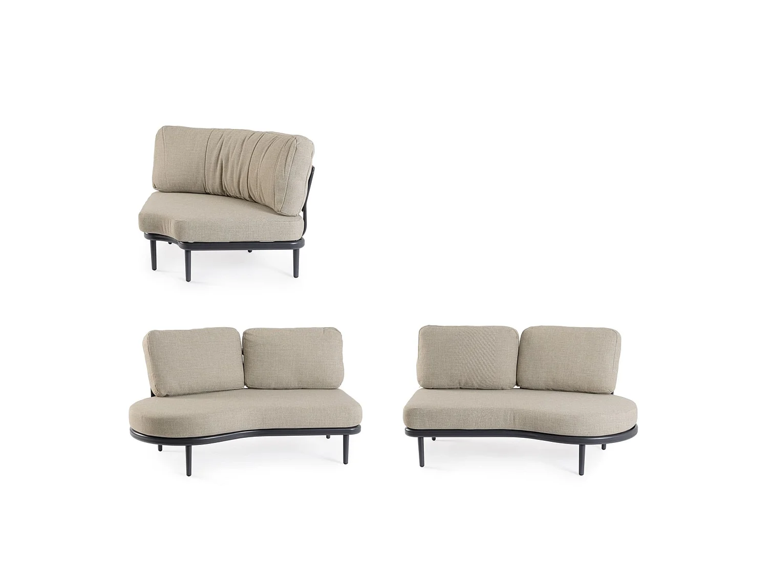 Havemøbelsæt med hjørnesofa og beige puder - SAGRES