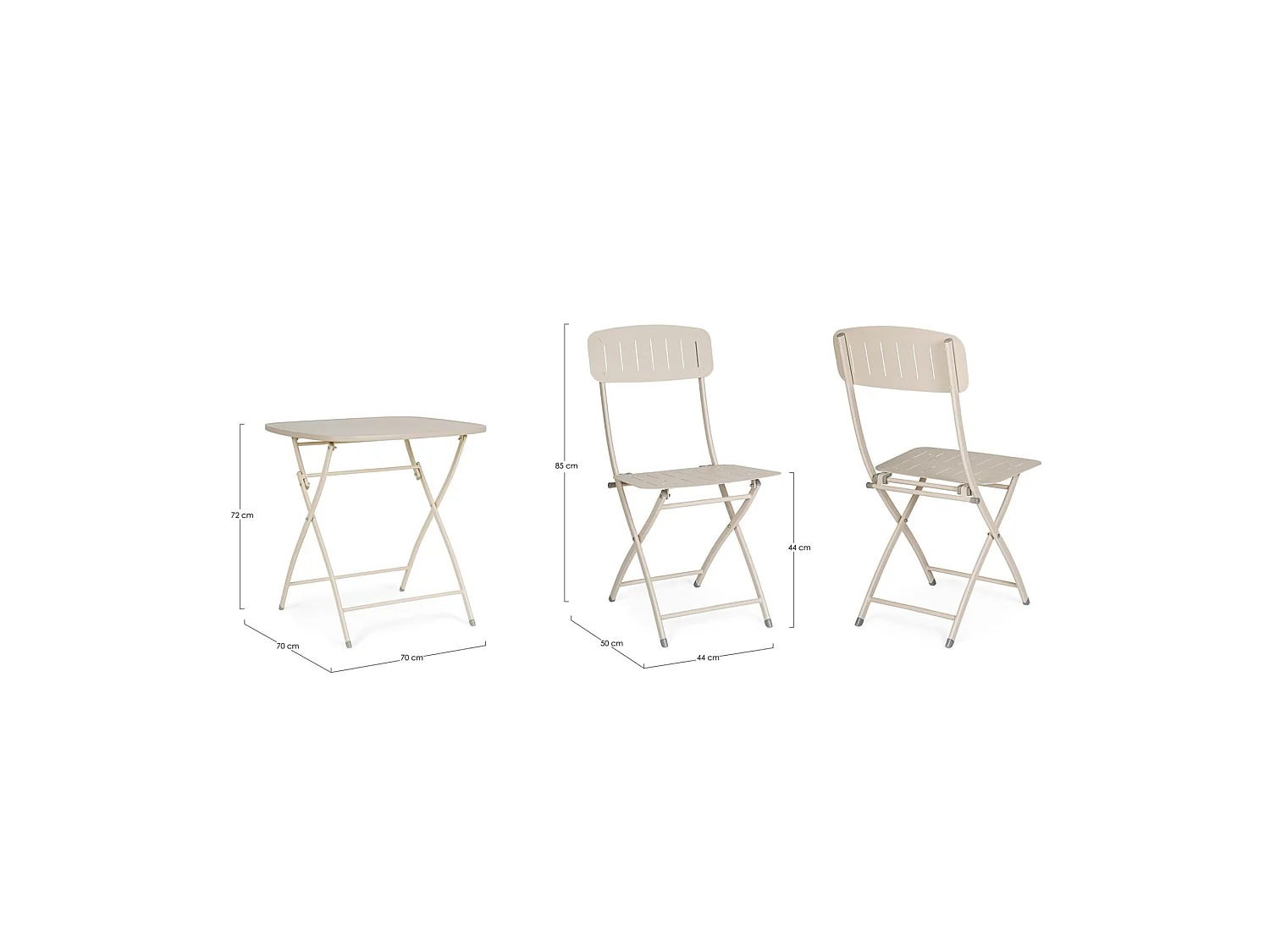 Bistro-Set mit Tisch und 2 Stühlen in Beige - YVONNE