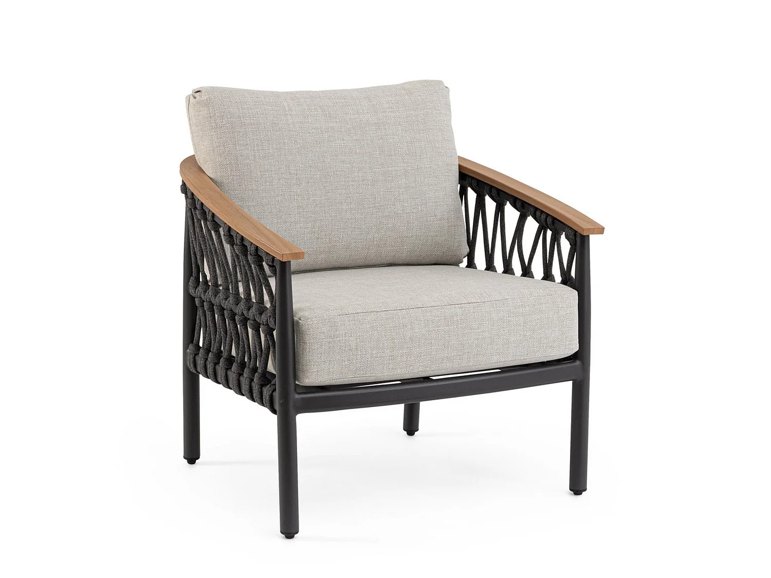 Set van 2 tuinstoelen met beige kussens en vlechtwerk  - GAUDIX