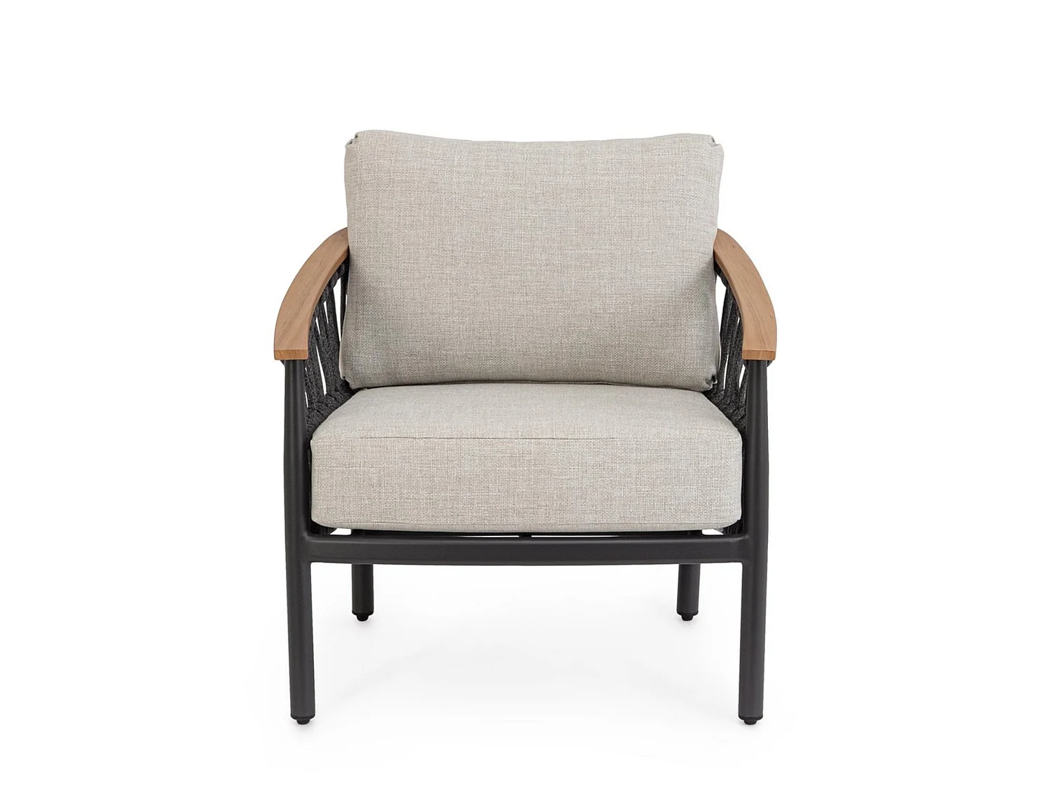 Set van 2 tuinstoelen met beige kussens en vlechtwerk  - GAUDIX