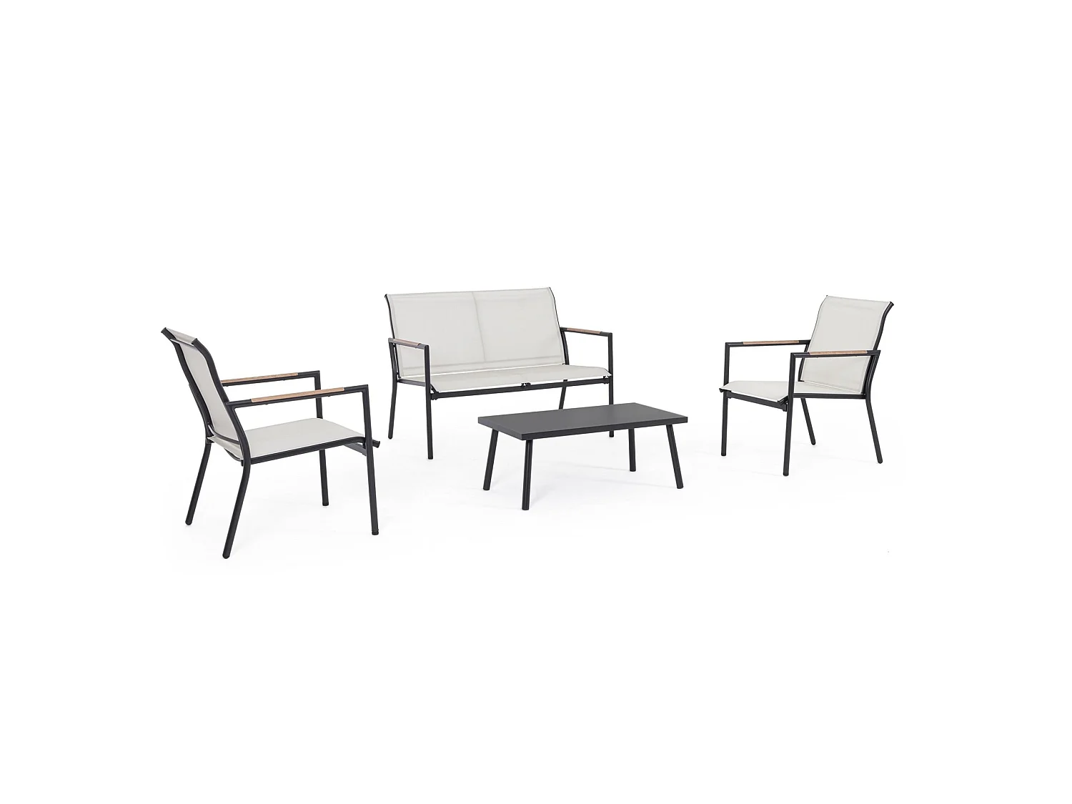 Komplettes Wohnzimmer-Set mit Sofa, Sesseln und Beistelltisch - CALONGE
