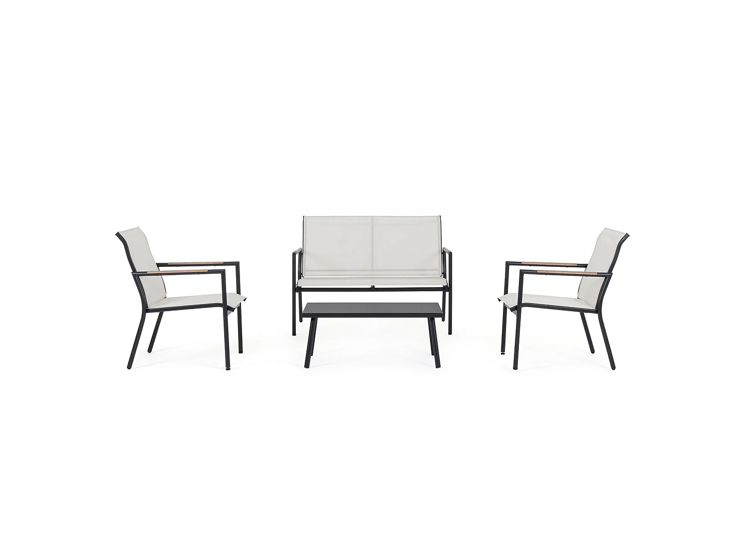 Komplettes Wohnzimmer-Set mit Sofa, Sesseln und Beistelltisch - CALONGE