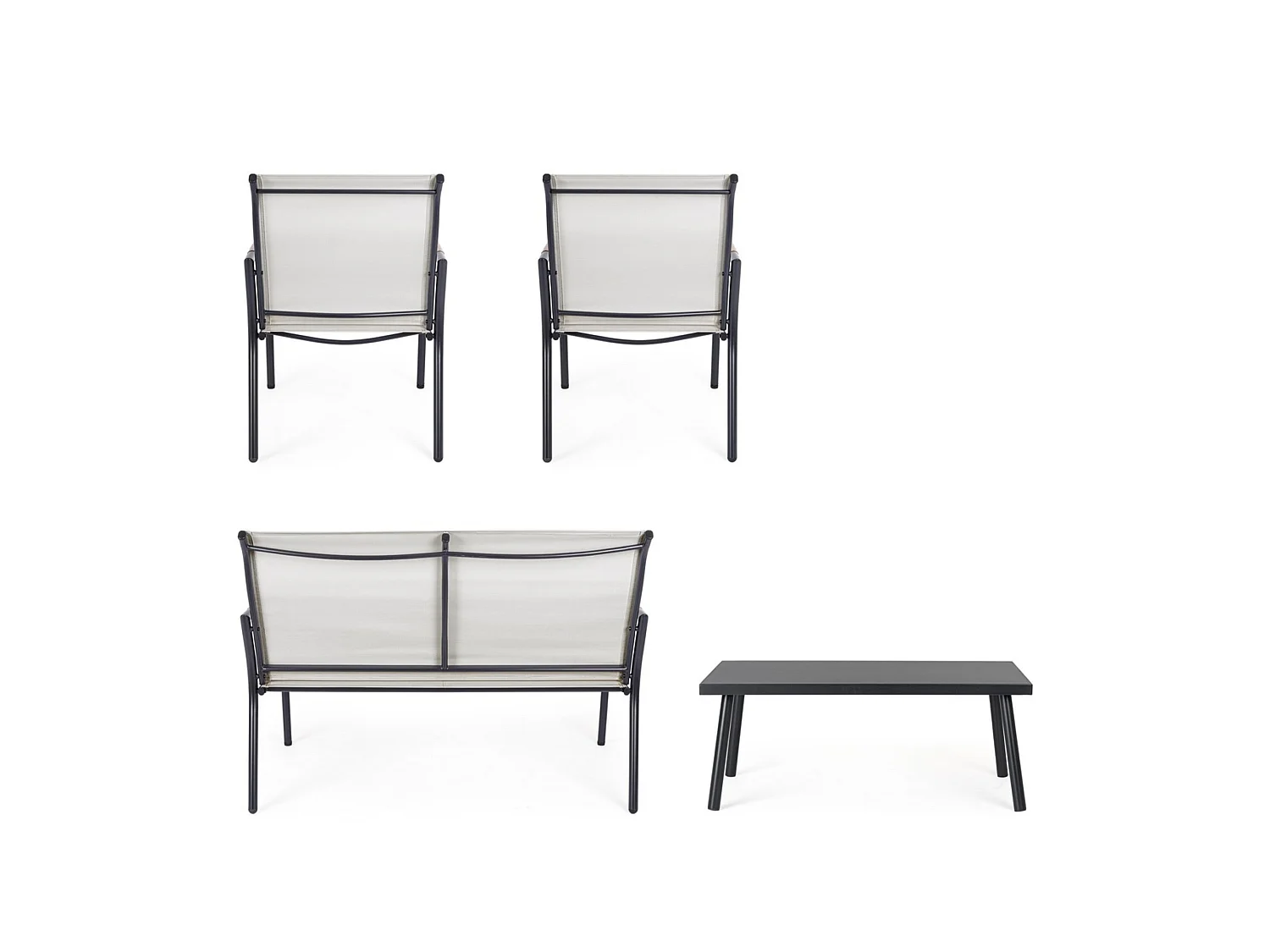 Komplettes Wohnzimmer-Set mit Sofa, Sesseln und Beistelltisch - CALONGE