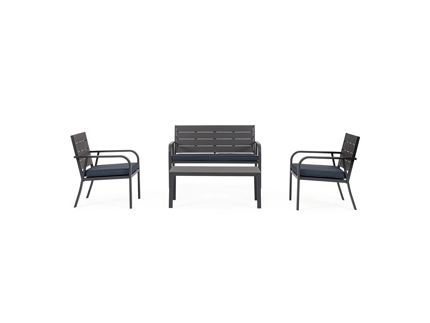 Garten-Sitzgruppe in Anthrazit mit Holzoptik, mit 1 Sofa - VALENCIA