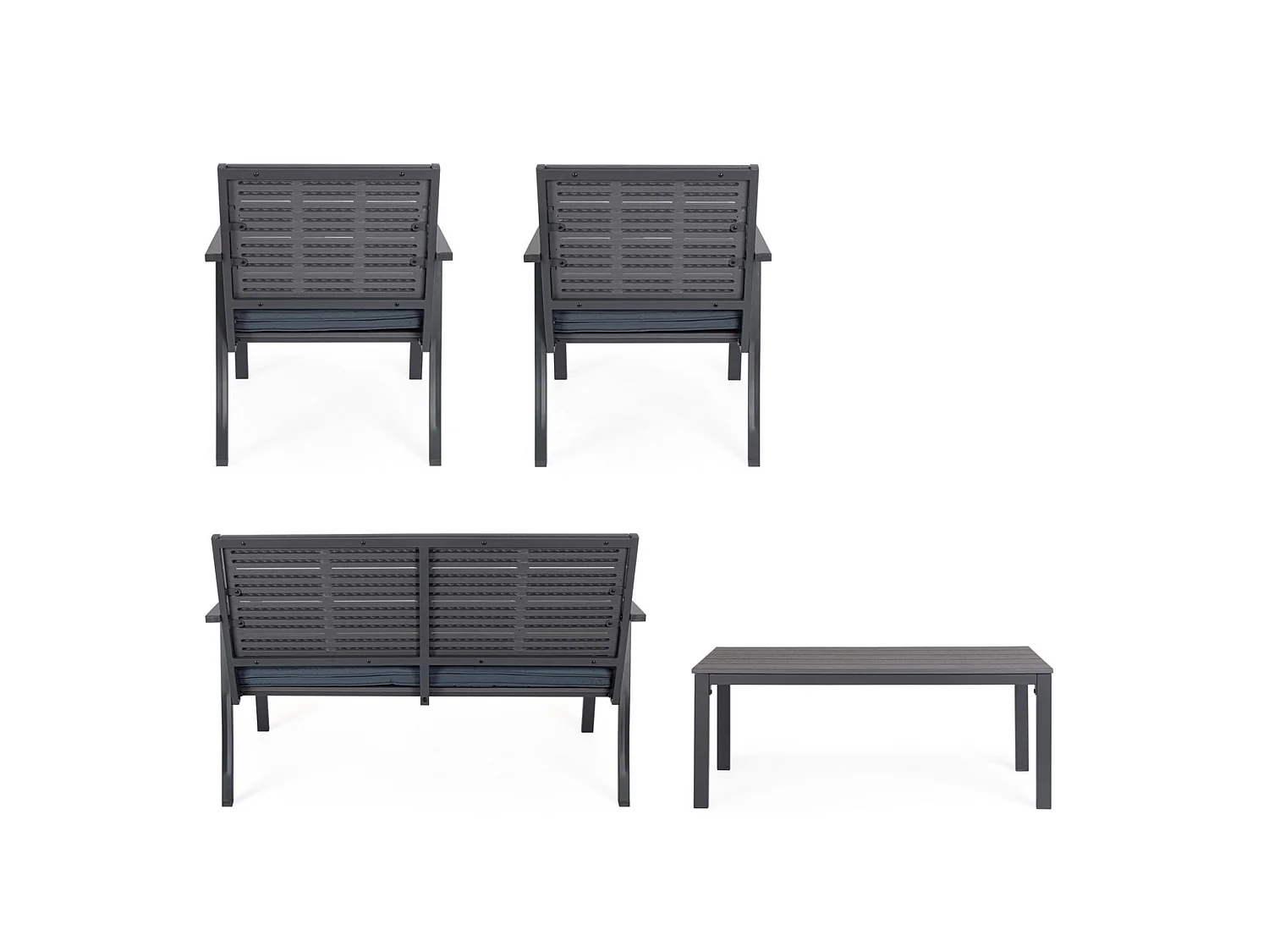 Garten-Sitzgruppe in Anthrazit mit Holzoptik, mit 1 Sofa - VALENCIA