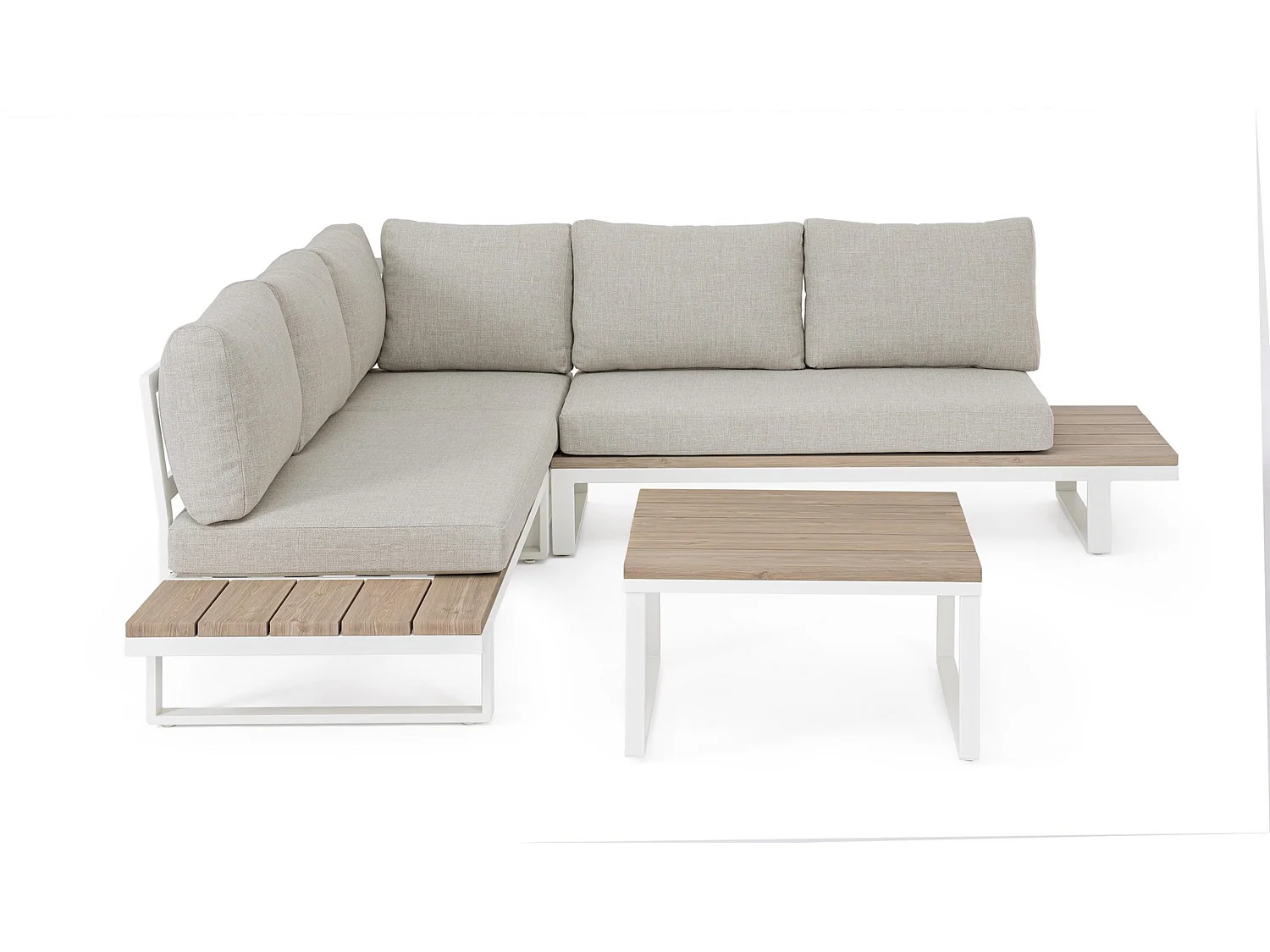 Ensemble de salon d'angle de jardin avec coussins beiges - ZELMAR