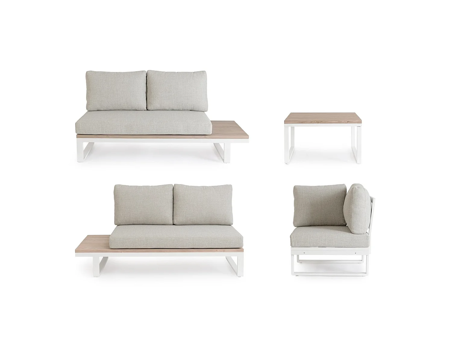 Ensemble de salon d'angle de jardin avec coussins beiges - ZELMAR