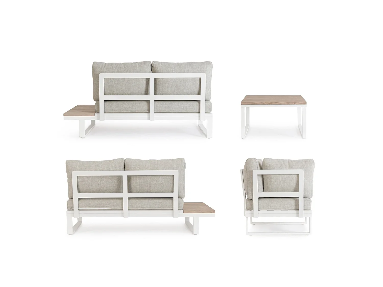 Ensemble de salon d'angle de jardin avec coussins beiges - ZELMAR