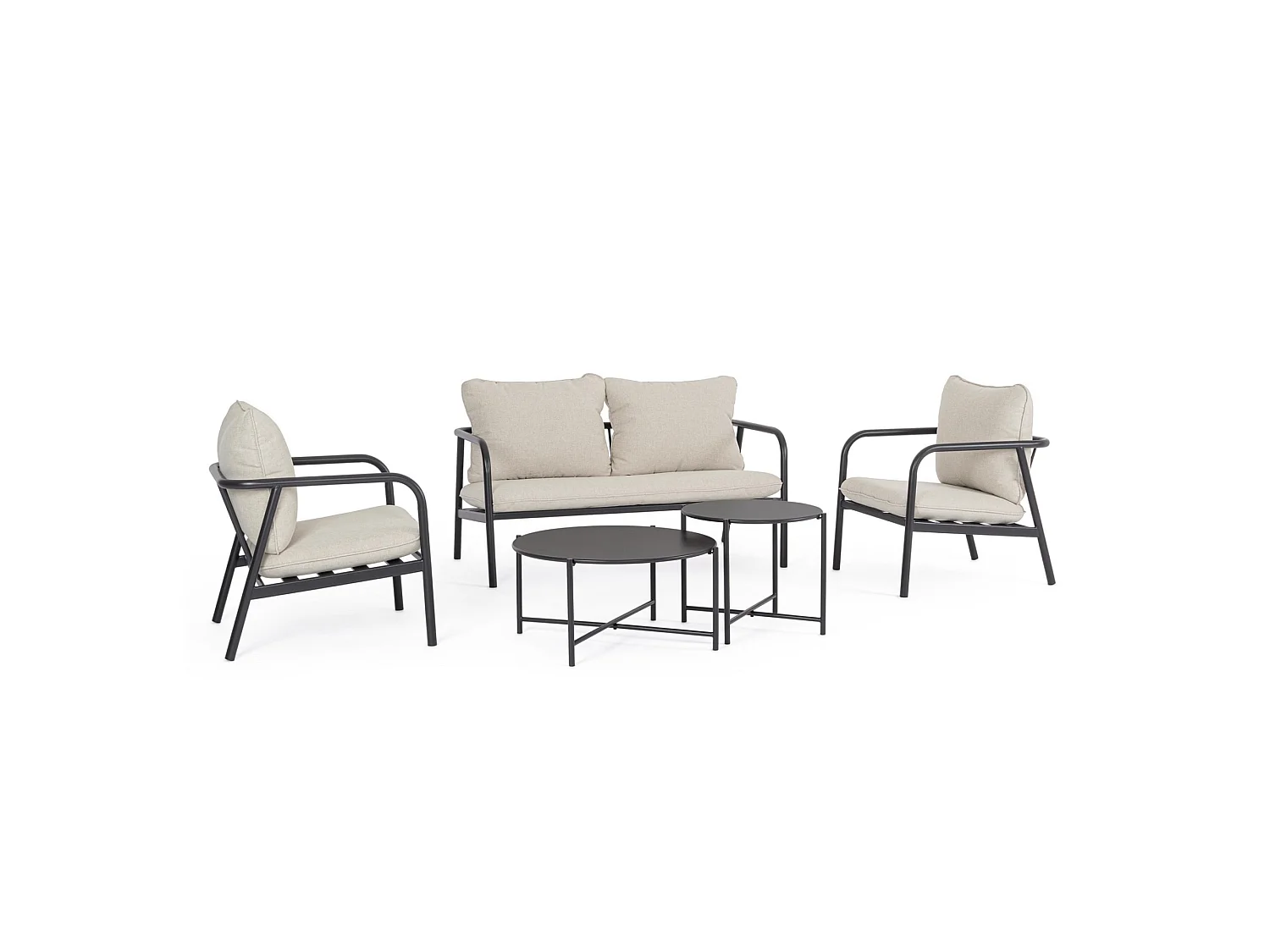 Complete zitset met bank, fauteuils en bijzettafels - CAIMARI