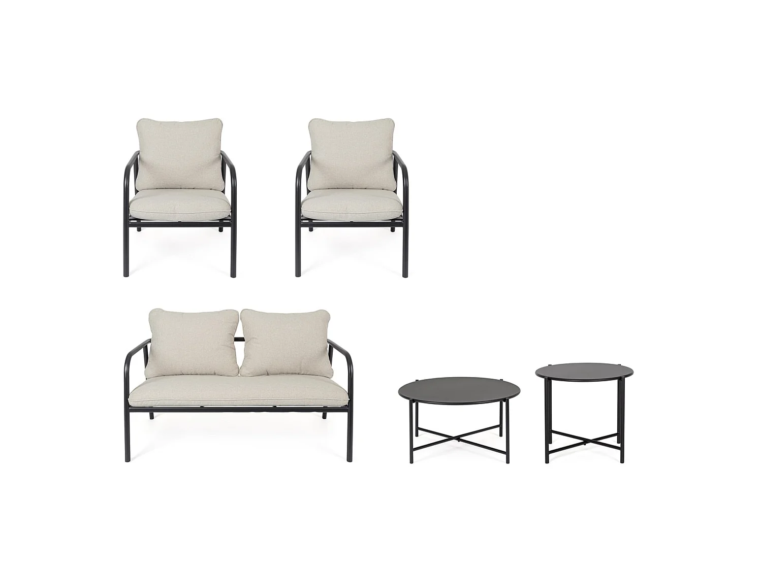 Complete zitset met bank, fauteuils en bijzettafels - CAIMARI
