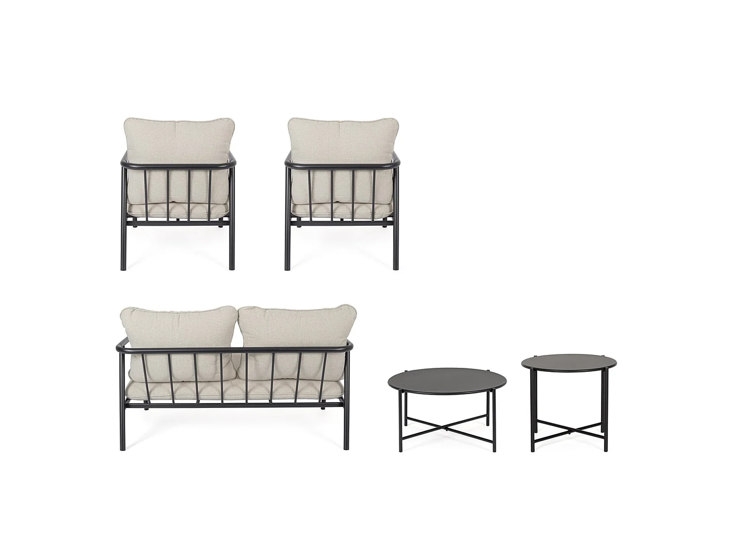 Complete zitset met bank, fauteuils en bijzettafels - CAIMARI