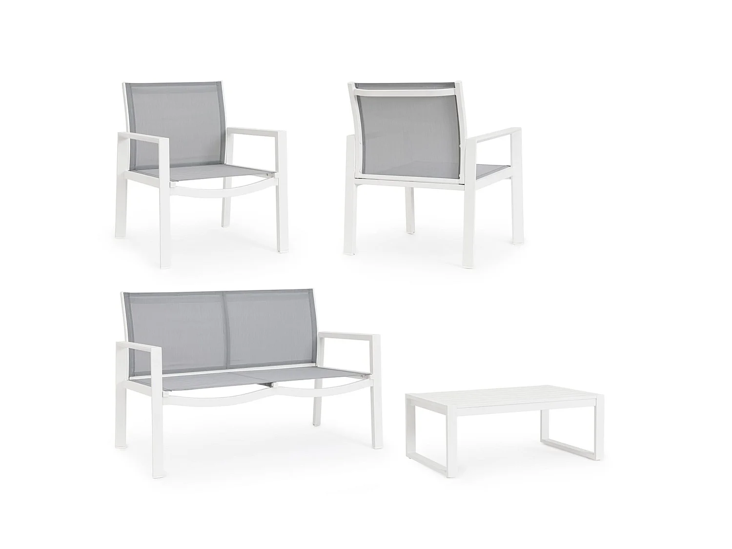 Conjunto de salón de jardín en textilene gris claro  - GRANADA