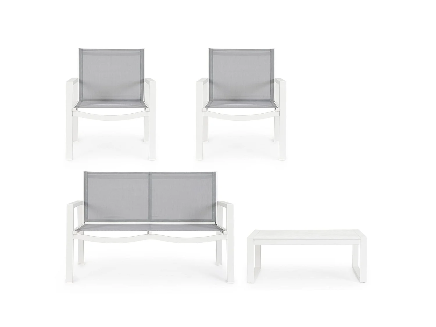 Conjunto de salón de jardín en textilene gris claro  - GRANADA