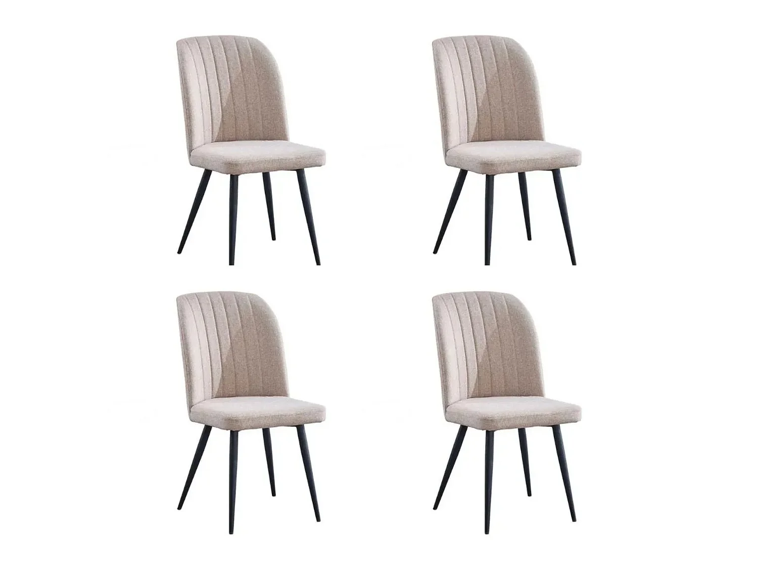 Conjunto de Comedor – Mesa Fija Rectangular con Tapa MDF y Patas Metálicas Negras + 4 Sillas Tapizadas en Tela (Beig)